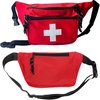 ASA TECHMED Lifeguard Fanny Pack with Whistle Lanyard - Baywatch Style First Aid Hip Pack w/Adjustable Strap, Cross Logo + Zipper Pouch, Emergency Equipment Set Red