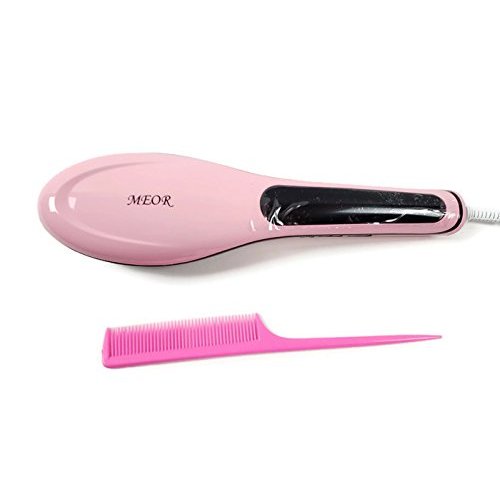 Hair Straightener Brush Heating Hair Straightening Brush Temperature Display Anti-scald Effective Comb Meor
