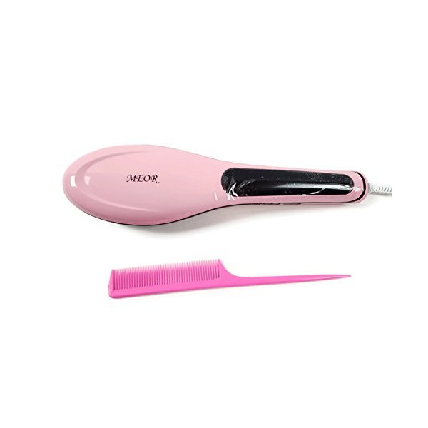 Hair Straightener Brush Heating Hair Straightening Brush Temperature Display Anti-scald Effective Comb Meor