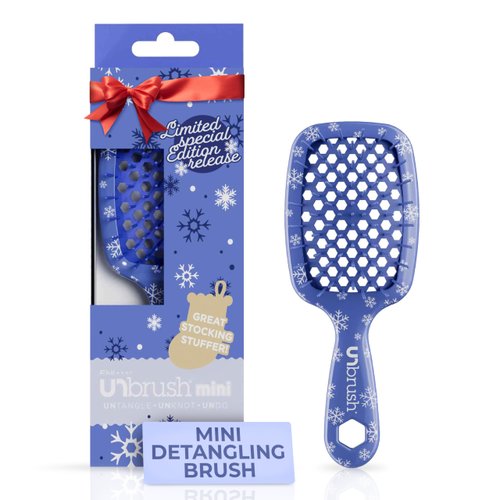 UNbrush Mini Holiday Hair Brush for Pain-Free Brushing On All Wet/Dry Hair Types — Mini UNbrush Detangling Brush with Durable Anti-Static Bristles, Lightweight & Vented — Christmas Hair Care Gifts