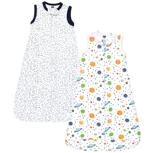 Hudson Baby Unisex Baby Interlock Cotton Sleeveless Sleeping Bag, Space, 12-18 Months