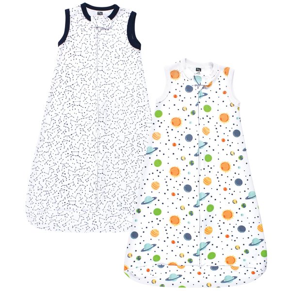 Hudson Baby Unisex Baby Interlock Cotton Sleeveless Sleeping Bag, Space, 12-18 Months