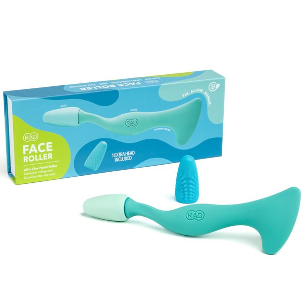 RAD Facial Roller - 2-in-1 Jade Roller & Gua Sha Tool, Silicone Handle, Skin Care, Rolling & Scraping Massage Therapy