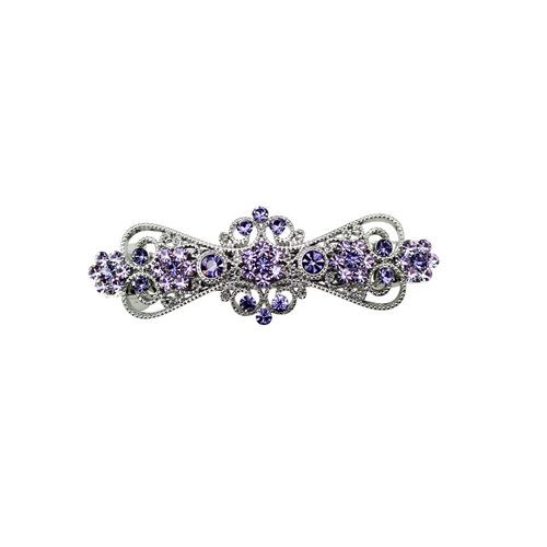 Faship Tanzanite Violet Purple Rhinestone Crystal Small Floral Hair Barrette Clip
