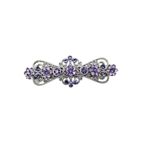 Faship Tanzanite Violet Purple Rhinestone Crystal Small Floral Hair Barrette Clip
