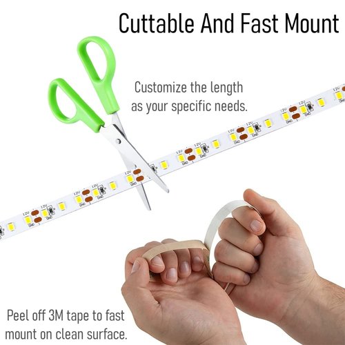 Obeaming RV Flexible LED Strip Light 12V Dimmable Tape Light 16.4 ft 600 LEDs 2000 Lumen Width 5/16” for Camper Van Motorhome Truck Trailer Interior Lighting, CRI 90+ Indoor Only (3000K)