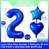 Blue Number 2 Balloons 40 Inch Giant Laser Navy Blue 2 Helium Balloons for Boys 2st Birthday Party Supplies 2st Anniversary Events Decorations