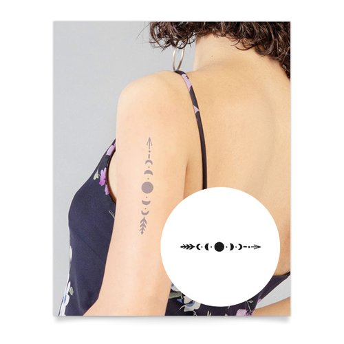 Inkbox Temporary Tattoos, Semi-Permanent Tattoo, One Premium Easy Long Lasting, Water-Resistant Temp Tattoo with For Now Ink - Lasts 1-2 Weeks, Selene, 5 x 2 in