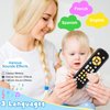 Baby TV Remote Control Toy with Sound and Light, Music Toys for Baby 6-24 Months, Infant Teether Toys, Early Development Toys with 3 Language English/French/Spanish for Toddlers 6 12 18 Month