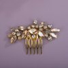 Teyglen Champagne Rhinestone Bridal Side Comb Crystal Bride Wedding Hair Comb Sparkly Hair Accessories Rhinestone Headpiece for Women Hair Piece (Champagne)