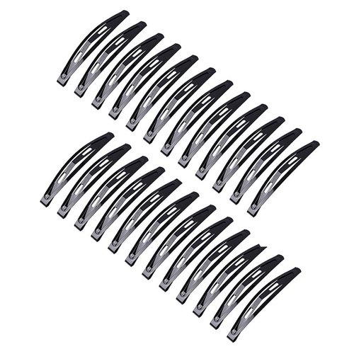 Qintreesify 30Pcs Black Metal Snap Hair Clips for Women and Girls, Long No-slip Hair Clips Barrettes Makeup Styling Hair Accessories (2.16 Inch)