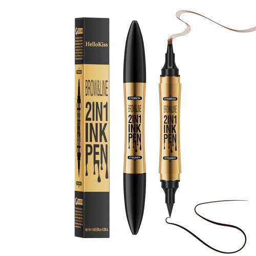 Waterproof Microblading Eyebrow Pen 2-in-1 Long Lasting 4 Tipped Precise Brow Pencil Eyeliner for Natural Looking (01# Light Brown)