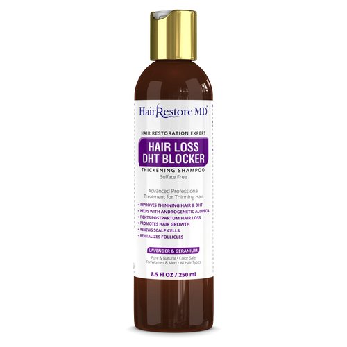 Hair LOSS DHT BLOCKER SHAMPOO "Lavender & Geranium", Biotin Hair Growth Thickening Caffeine Shampoo, Hair Loss Thinning and Fine Hair, Regrowth Thickening Products for Men & Women, Sulfate Free