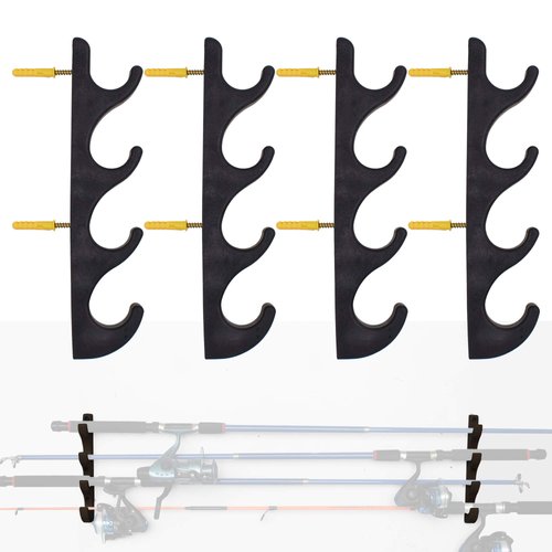 YYST Horizontal Fishing Rod Storage Rack Holder Wall Mount W Screws - No Fishing Rod- to Hold 8 Fishing Rods