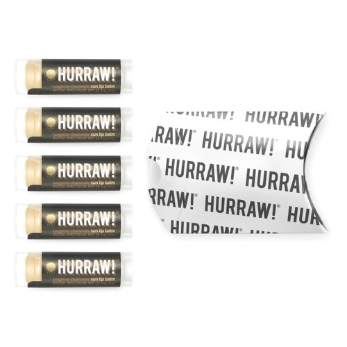 Hurraw! Sun Lip Balm (Zinc Oxide Protection, Broad Spectrum SPF 15, Tangerine, Chamomile), 5 Pack: Organic, Certified Vegan, Gluten Free. Non-GMO, All-Natural. Bee, Shea, Soy & Palm Free. Made in USA