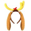 Luvfamday Deer Antler Headband with Dog Ears Deer Horn Brown Furry Headpiece Reindeer Costume Accessories Funny Party Favors Women Men
