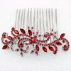 Faship Red Crystal Floral Hair Comb