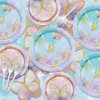 81 Pieces Butterfly Birthday Decorations - Butterfly Paper Plates, Napkins and Tablecloth for Fairy Birthday Decorations Butterfly Birthday Party Supplies, Serve 20