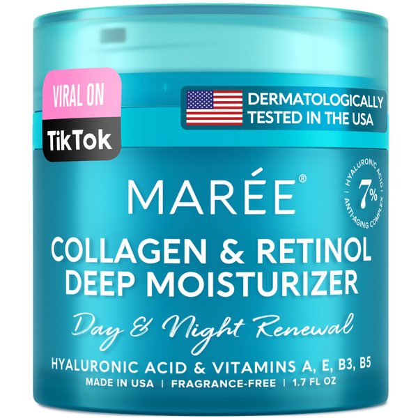MAREE Face Moisturizer Retinol Cream for Face - Anti Aging Face Cream - Moisturizer Face Cream with Collagen - Facial Moisturizer Wrinkle Cream for Women Skin Tightening Crema Hidratante Para la Cara