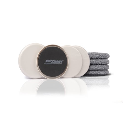 Super Sliders Reusable 2-in-1 Furniture Sliders, Beige (4 Pieces) with Hardwood Socks