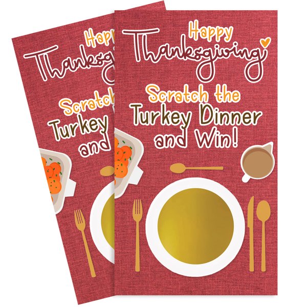 DISTINCTIVS Thanksgiving Party Game, 30 Player Scratch Off Cards, Friendsgiving Party Games, Thanksgiving Games for Family