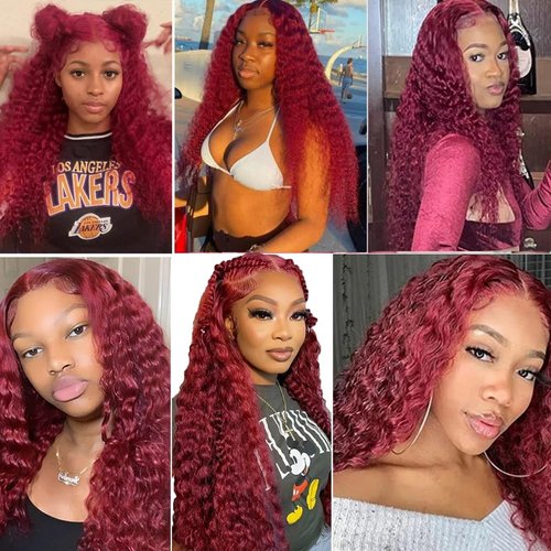 99J Human Hair Bundles Burgundy Water Wave Human Hair Bundles Brazilian Unprocessed Virgin Hair 3 Bundles 20 22 24 Inch 99J Water Wave Bundles Wine Red Bundles Remy Hair Extensions