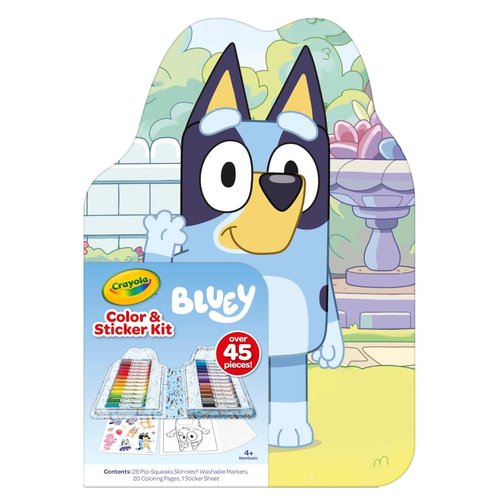 Crayola Bluey Art Kit for Kids (45pcs), Bluey Coloring Book Pages, Bluey Stickers for Kids, Bluey Toys for Girls & Boys, Holiday Gift, 4+