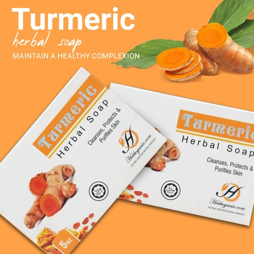 HERBOGANIC Turmeric Herbal Soap | Herbal Bar Soap with Benefits of Turmeric | Nourishes Skin | For Healthy, Radiant Skin | All Natural Bar Soap for Men and Women | 5 oz Bar (Pack of 1)