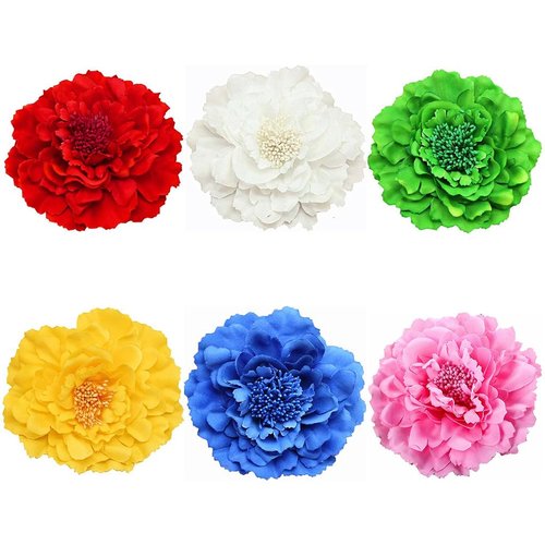 ALIMITOPIA Flower Hair Clip Fabric Artificial Peony Flower Hairpin Barrette Brooch Headdress Bobby Pins Headwear Hair Accessories for wedding Party supplies(Peony Style;4.3 inches;6pcs)