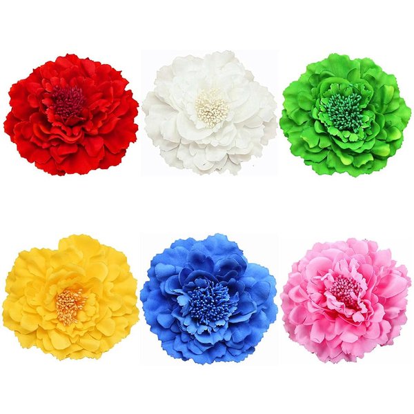 ALIMITOPIA Flower Hair Clip Fabric Artificial Peony Flower Hairpin Barrette Brooch Headdress Bobby Pins Headwear Hair Accessories for wedding Party supplies(Peony Style;4.3 inches;6pcs)