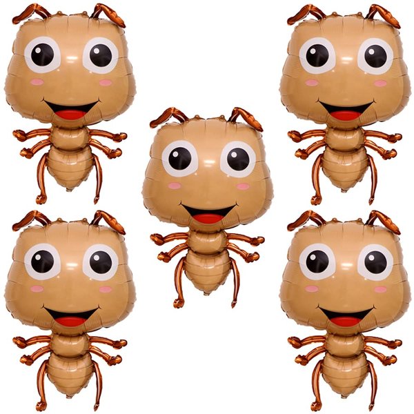 HORUIUS Ant Balloon Ant Foil Mylar Balloons for Baby Shower Kids' Boys Garden Insect Animals Theme Birthday Party Supplies Decorations 32 inch 5PCS