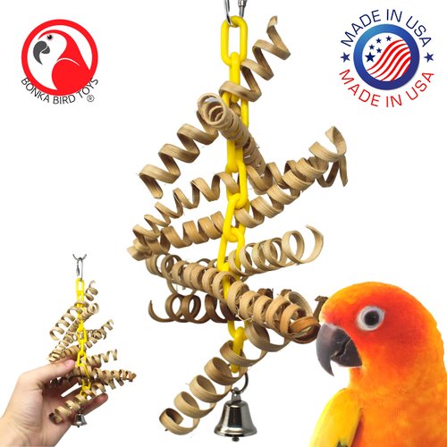 Bonka Bird Toys 3449 Bamboo Spring Chain Small Bird Toys Cockatiel Parrot Conure Macaw Budgie Quaker