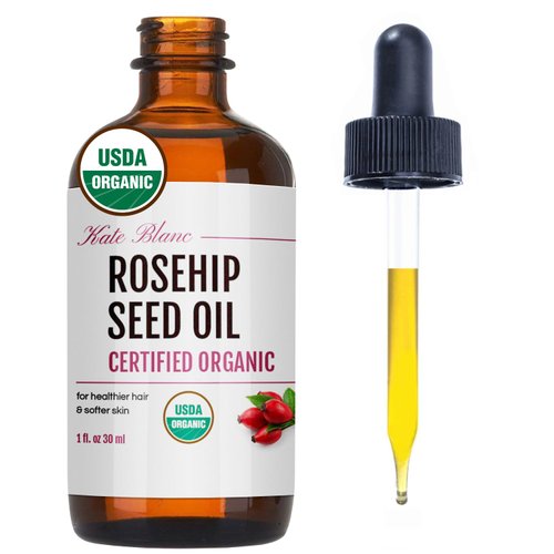 Kate Blanc Cosmetics Rosehip Oil for Face & Skin (1oz, Organic, Pure, Cold Pressed) Stocking Stuffers Christmas Gifts for Women, Men, Mom, Dad, Teen. Rosehip Seed Face Oil for Facial & Gua Sha Massage