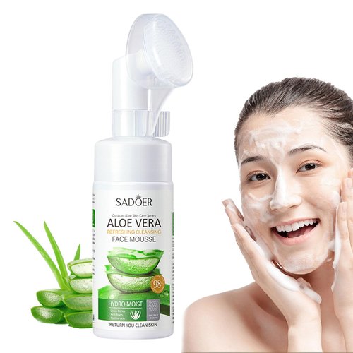 Rosarden Aloe Facial Cleanser, Gentle Face Cleanser, Foaming Face Wash With Silicone Brush, Hydra...