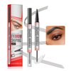 2-In-1 Brow Pen And Sealing Brow Gel, 3D Microblading Eyebrow Pen Waterproof with 4 Fork Tip & Precise Brow Brush, Magical 2-in-1 Dual-Ended Waterproof Eye Brow Pencils, Last All-Day (03#Grey)