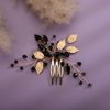 JWICOS Beaded Crystal Bridal Hair Comb with Hair Accessories for Brides and Bridesmaids (Gold Black)