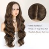 WIGNEE Lace Front Wig Body Wave Brown Wig Long Curly Wigs Dark Brown Synthetic Lace Front Wigs for Black Women Brown Wigs For Women