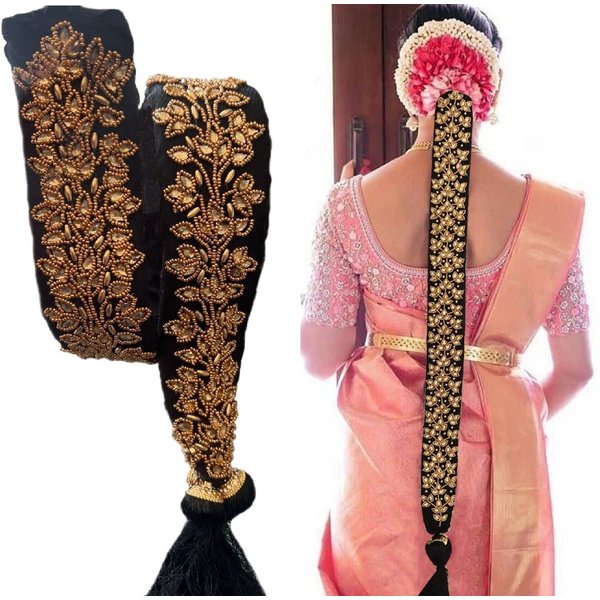 THANU'S CRAFT Maggam work jada Bharatanatyam poola jadalu kunjalam Billalu set braid hair extensions (poola jada)