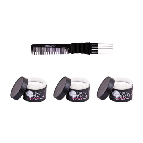 yper Affinage Dry Mud Matt Hairwax (1.35 oz) with Teasing Comb Pack of 3, Black