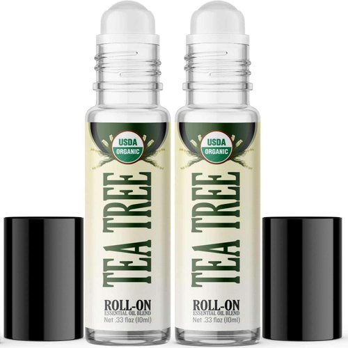 Healing Solutions HSO - Organic Tea Tree Essential Oil Roll On (2 Pack) USDA Certified, Set for Sleep, Body Oil for Skin