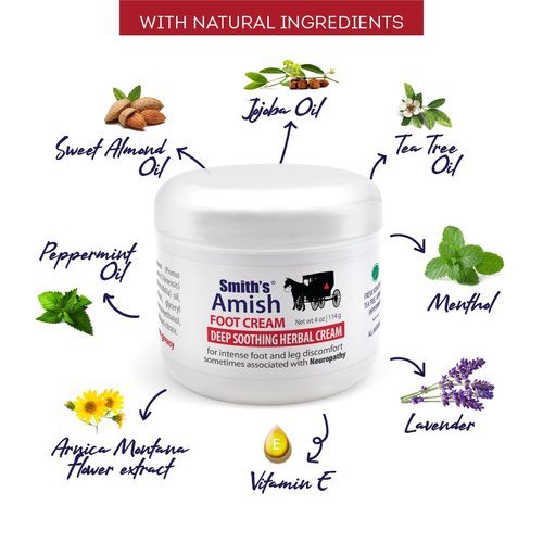 SMITH'S AMISH Foot Cream Deep Soothing, Calming to Feet and Legs 3 Pack