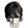 AYunhe Curly Wavy Human Hair Topper for Women Clip in Human Hairpieces with 3D Bangs Fringe Hair Extensions 35cm Mid Part Hair Toupee (1B)