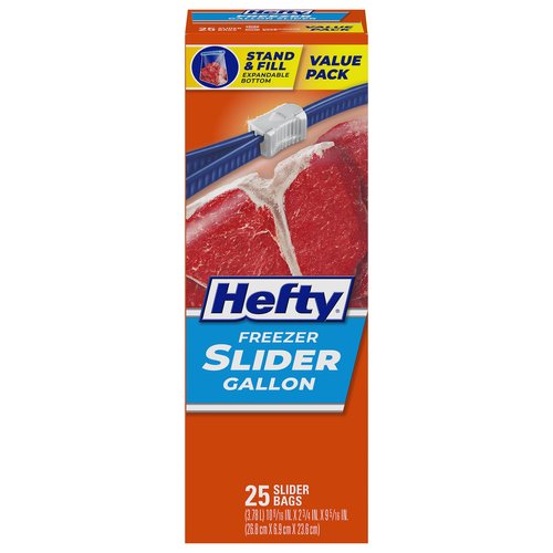 Hefty Slider Freezer Storage Bags, Gallon Size, 25 Count