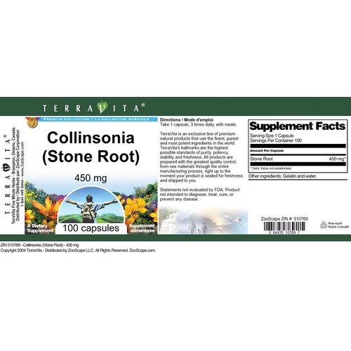 Collinsonia (Stone Root) - 450 mg (100 Capsules, ZIN: 510769)