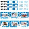 Blueweenly 24 Packs Winter Picture Frame Craft Kit DIY Winter Photo Frames Bulk Snowflake Snowman Christmas Frosted Window Pane Magnet Frame Art Crafts for Party Favor Decor Home Activity