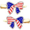 American Flag Hair Clips 4th of July Patriotic Hairpin for Women Rhinestone Heart Star Hair Barrettes Independence Day Hair Accessory Gifts