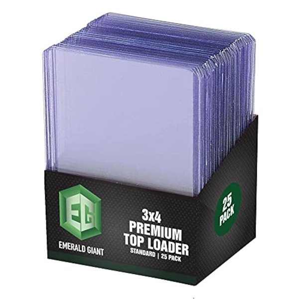 Emerald Giant 25 Hard Plastic Toploaders, Clear Trading Card Protectors, Pokemon Sleeves, Yugioh, Baseball, Basketball, Soccer, Standard Sized Sports Card Holder