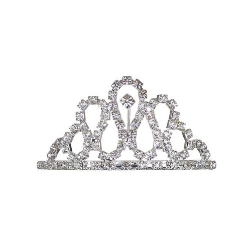 Small Bridal Pageant Rhinestone Prom Wedding Tiara Comb Silver Tone Clear