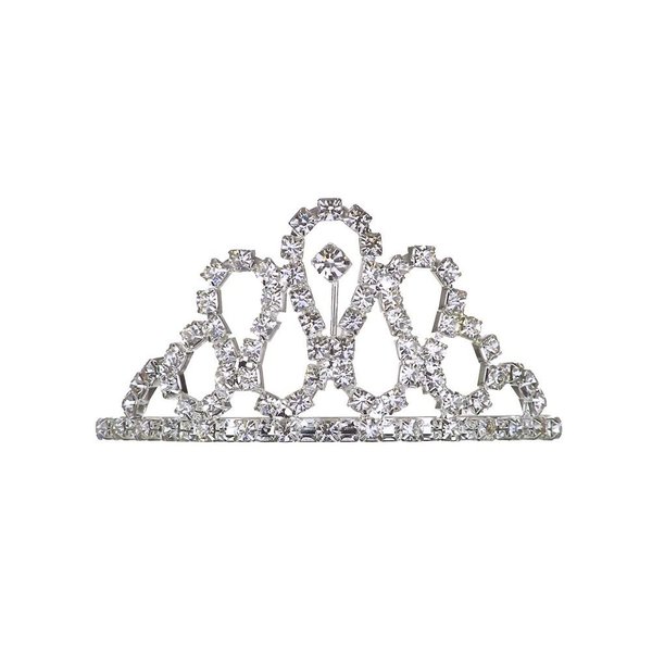 Small Bridal Pageant Rhinestone Prom Wedding Tiara Comb Silver Tone Clear