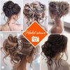 Messy Bun Hair Piece,Qunlinta Long Wavy Tousled Updo Hair Bun Extensions Wavy Hair Wrap Ponytail Hairpieces Hair Scrunchies with Elastic Hair Band for Women Girls -Bleach Blonde